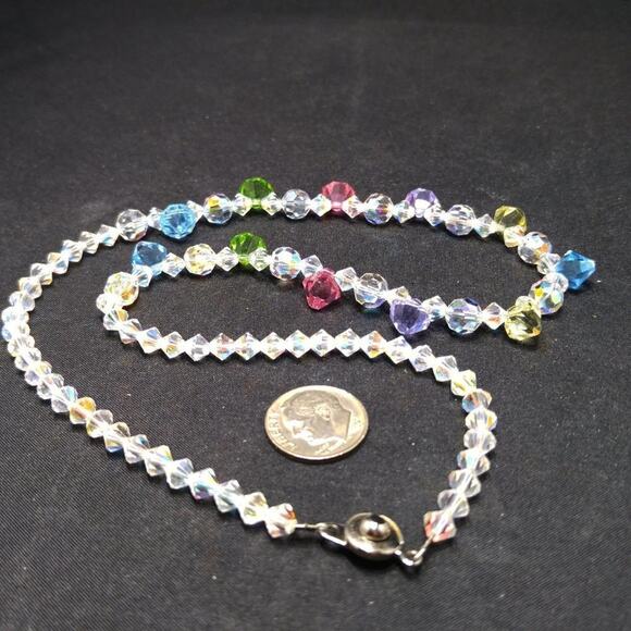 Swarovski Elements Crystal Hand-crafted Necklace, Clear AB Pastel Beads, 18 Inch - Picture 8 of 11